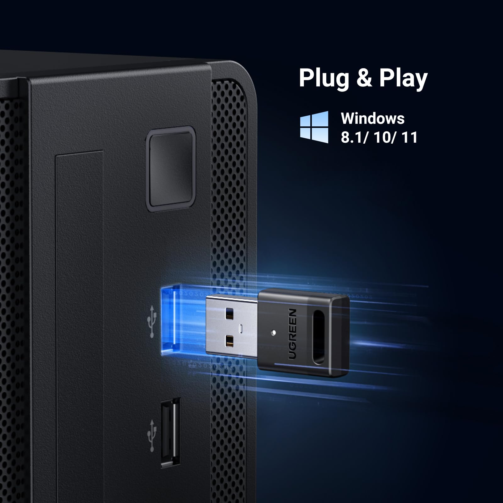 UGREEN Dongle Bluetooth 5.3 USB Clé Faible Latence 20M Portée Windows 11 10 8.1