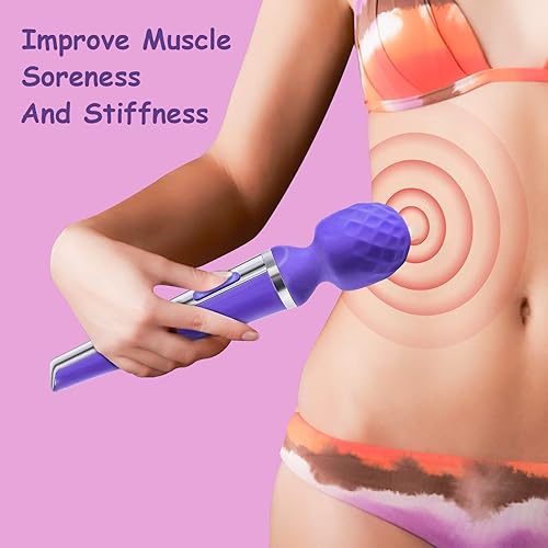 Miniatura 5 de Masajeador personal para mujeres y hombres  Varita de mano inalámbrica y potente  8 velocidades, 20 patrones vibratorios recargable por USB, cuerpo,