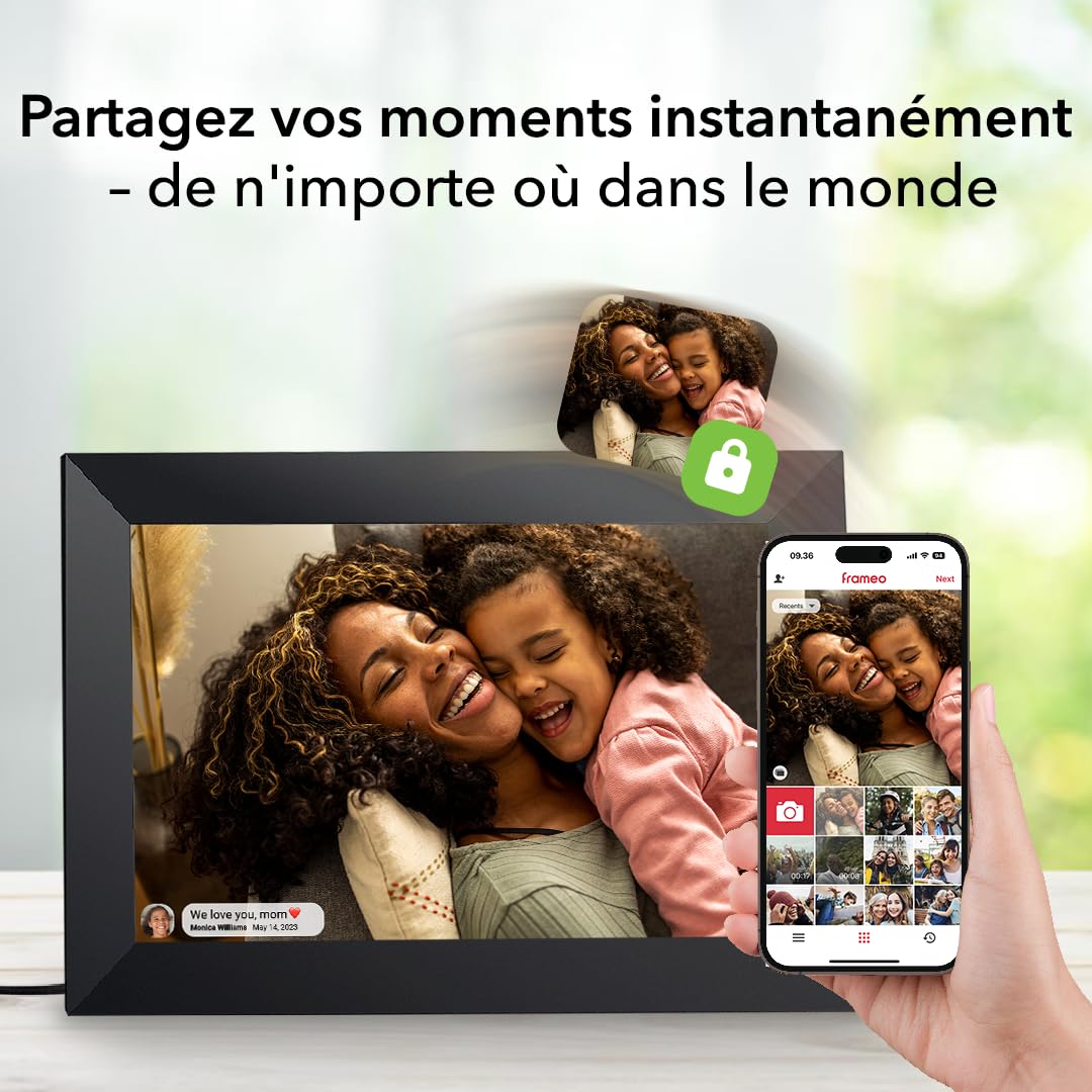 Silvergear® Cadre Photo Numérique WiFi 10,1 Pouces | Écran Tactile | Partage à Distance | 10W Puissance | Design Moderne