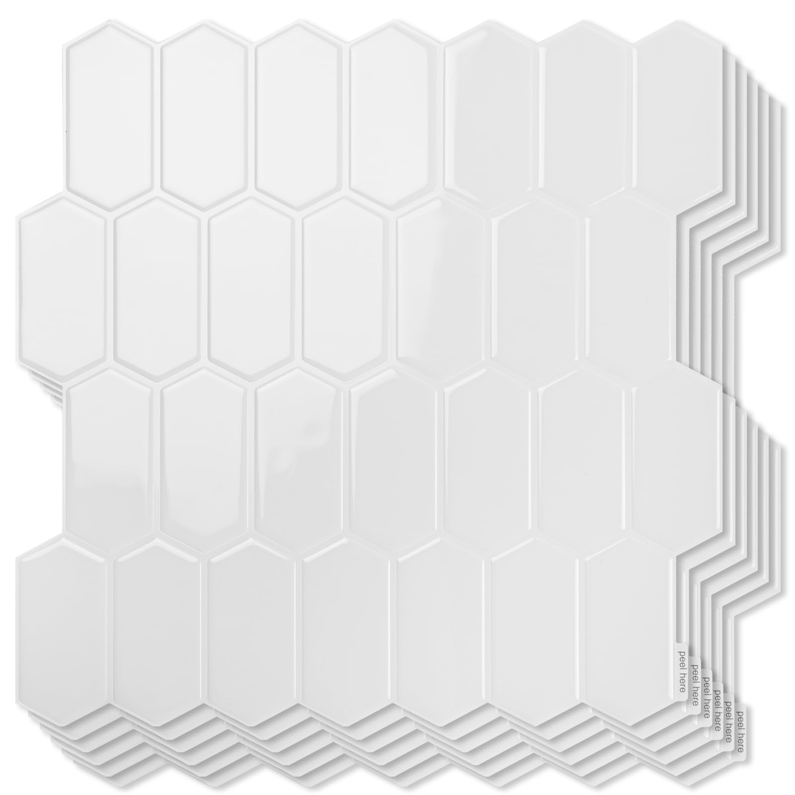 Photo 1 of Art3d 10-Sheet Heavy-Duty Peel and Stick Backsplash, Self-Adhesive Vinyl Wall Tiles for Kitchen Countertop Bathroom, White