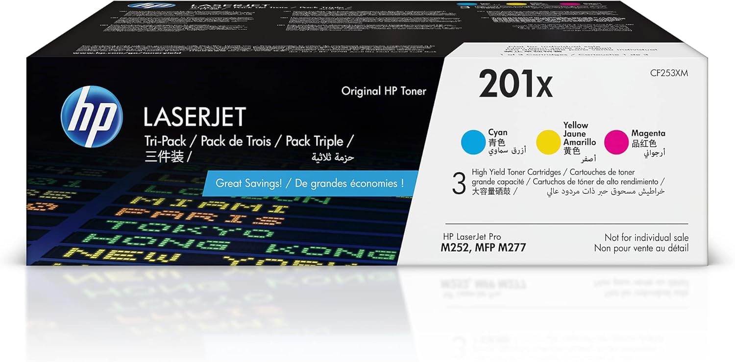 HP 201X Pack de 3 Cartouches de toner couleur grande capacité authentiques (CF253XM)