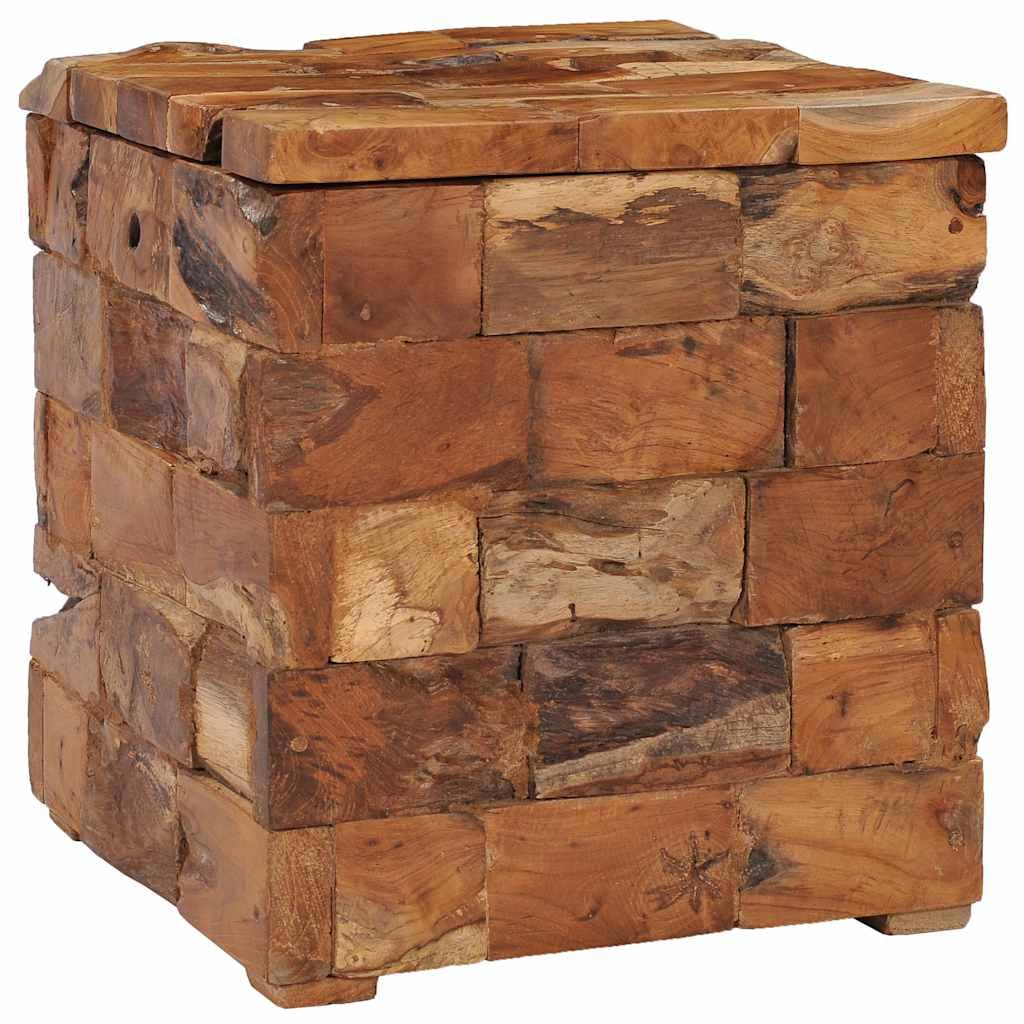 Klappbarer Teakholz Hocker mit Stauraum 40x40x45 cm stapelbar leicht tragbar für Küche Garten Balkon Camping Terrasse und Party