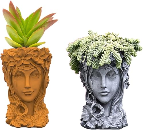 Miniatura 2 de appuivbt Molde de resina para maceta de cabeza de diosa, molde de silicona para arcilla polimérica, hormigón, cemento, resina de fundición para
