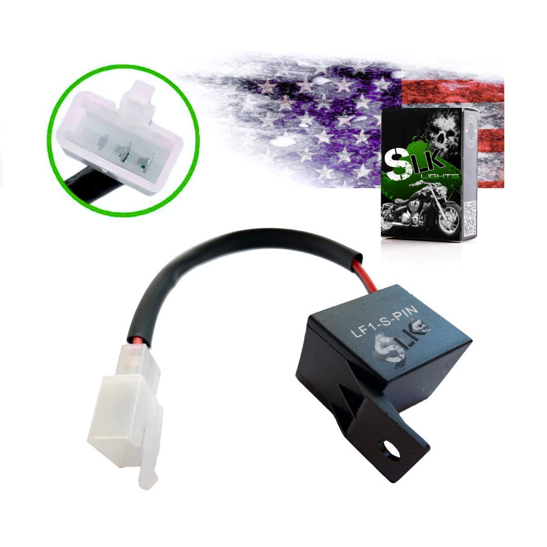🇺🇸 SLK-Customs 2-Pin Electronic LED Flasher Relay FIX Motorcycle Turn Signal Bulbs Hyper Flash Compatible with Yamaha, Honda, Kawasaki