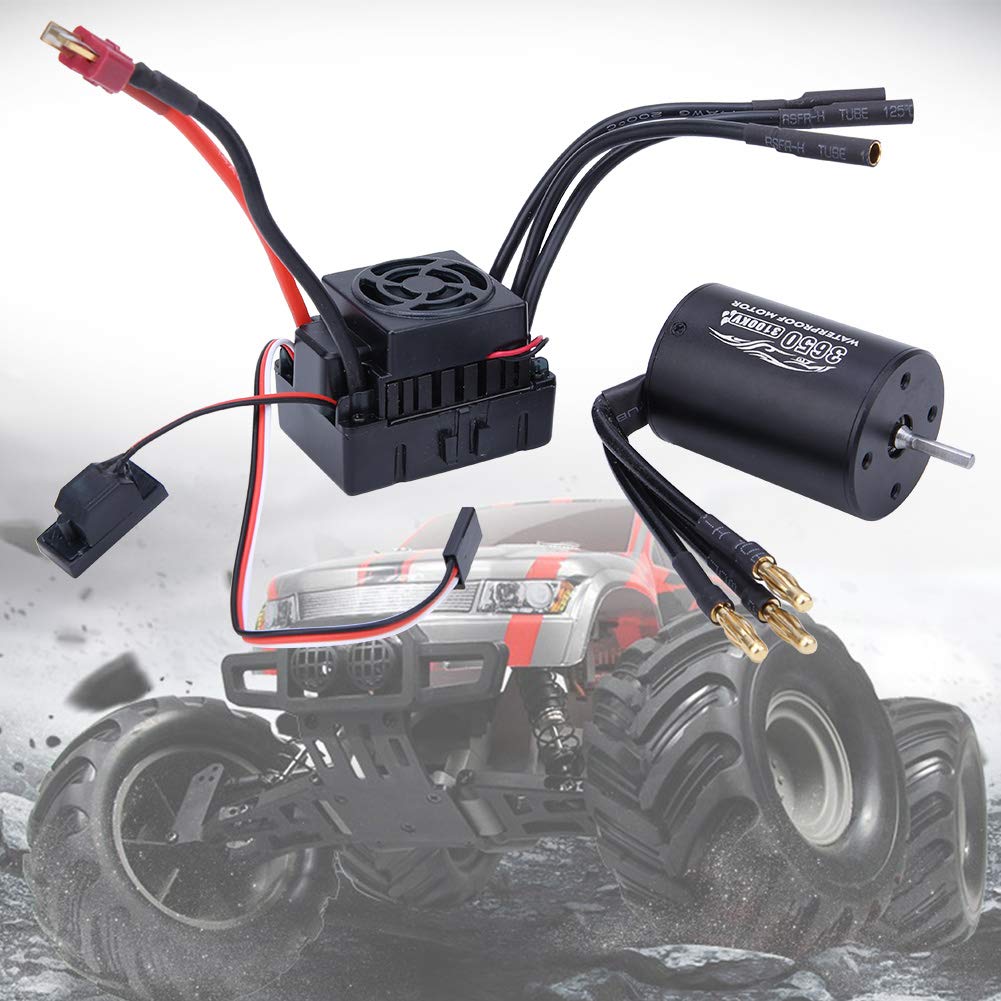 Części RC, silnik bezszczotkowy Surpass-Hobby 3650 + 60 A ESC czarny wodoodporny zestaw pasuje do samochodu RC 1/10 (3900 KV)