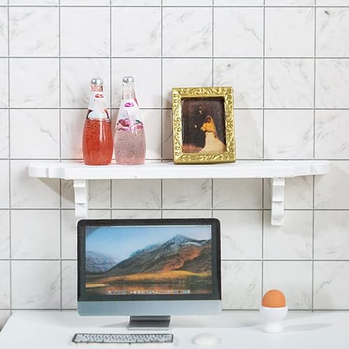 Miniatura 3 de Ipetboom 2 estantes de pared para casa de muñecas, estantes de madera en miniatura, 1 12 escalas diminutas de madera blanca para decoración de