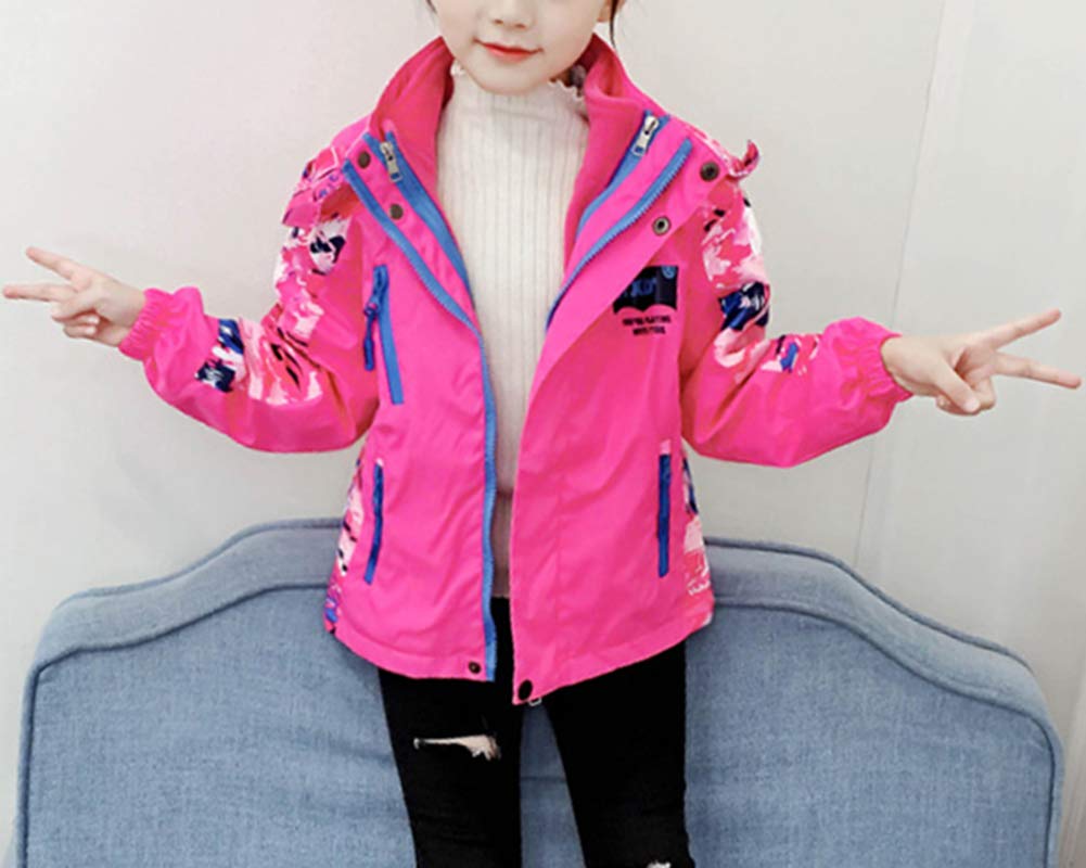3-in-1 Kinder Mädchen Jacke Outdoorjacke Übergangsjacke Windjacke mit Innere Fleecejacke
