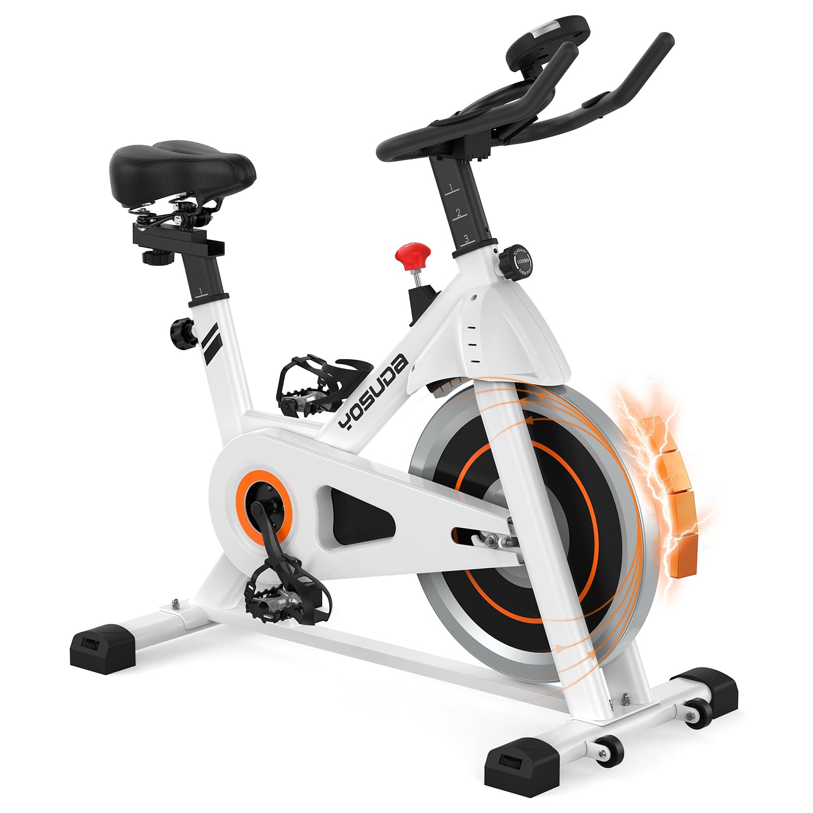 YOSUDA エアロバイク 静音 家庭用 スピンバイク マグネット式 無段階負荷調整 フィットネスバイク インドアサイクリングバイク 軽量 組立簡単 移動便利 サイクリングマシン 室内バイク