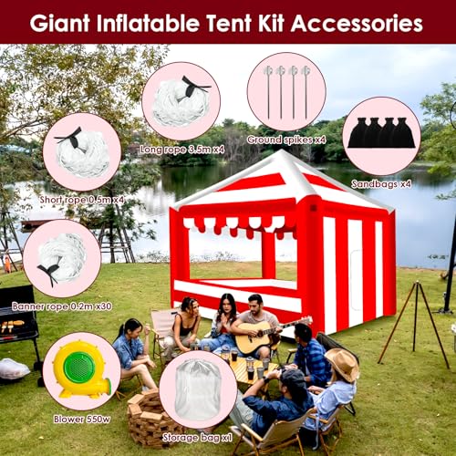 Inflatable Canopy Tent 13x13,Advertising Outdoor Shade Tent with 550w Air Blower,Red & White Striped for Tradeshow,Promotion Events, Parties, Camping - Image 4
