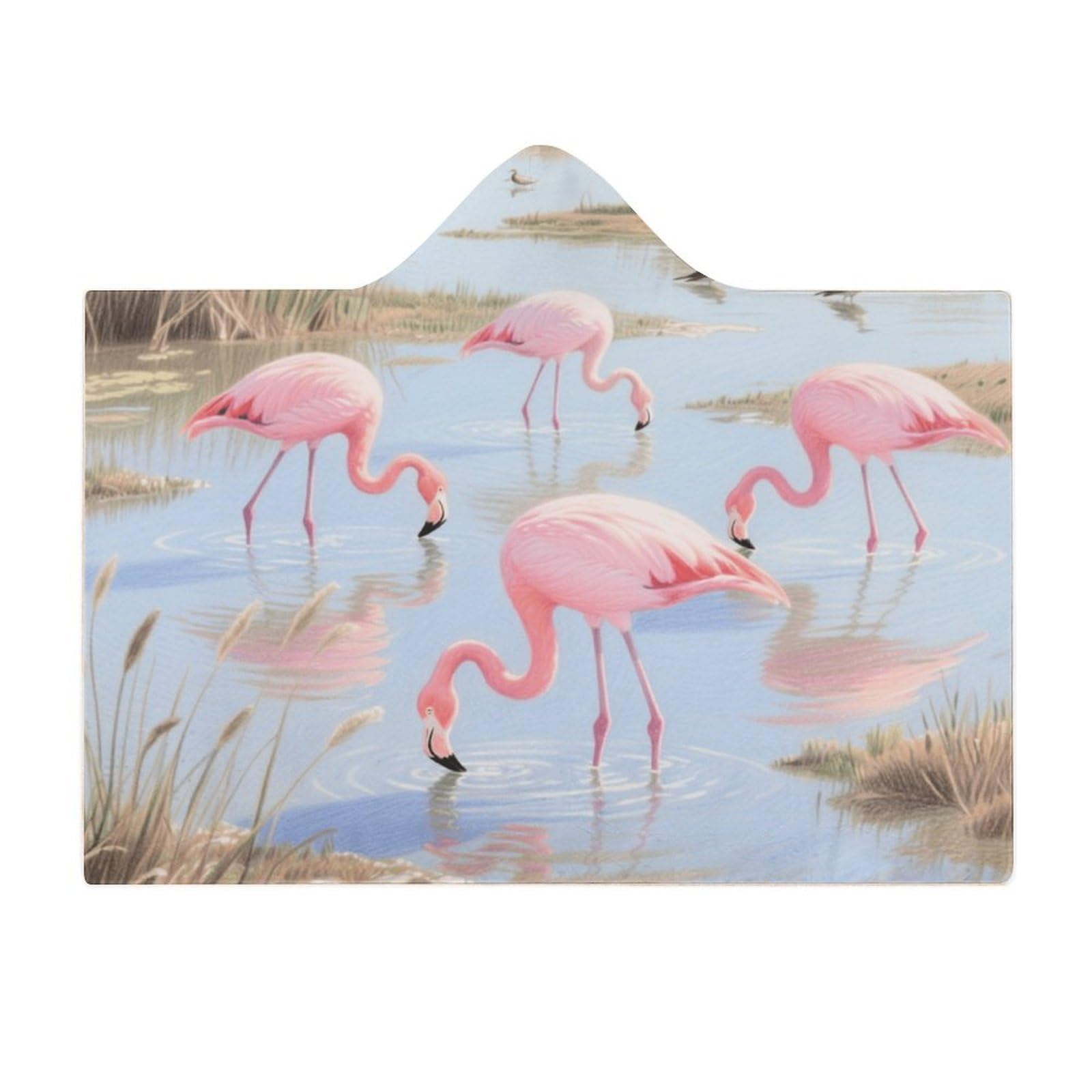 Koc do noszenia, ponczo na pelerynę, oversize, miękki, ciepły, narzuta, koc dla dorosłych, żerowanie flamingów, koc, bluza z kapturem