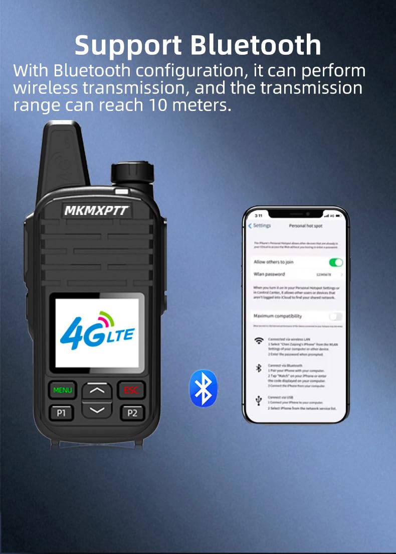 Walkie Talkie 4G LTE WiFi i Bluetooth Dwukierunkowe Radio z Redukcją Szumów Bateria 5000mAh System Android