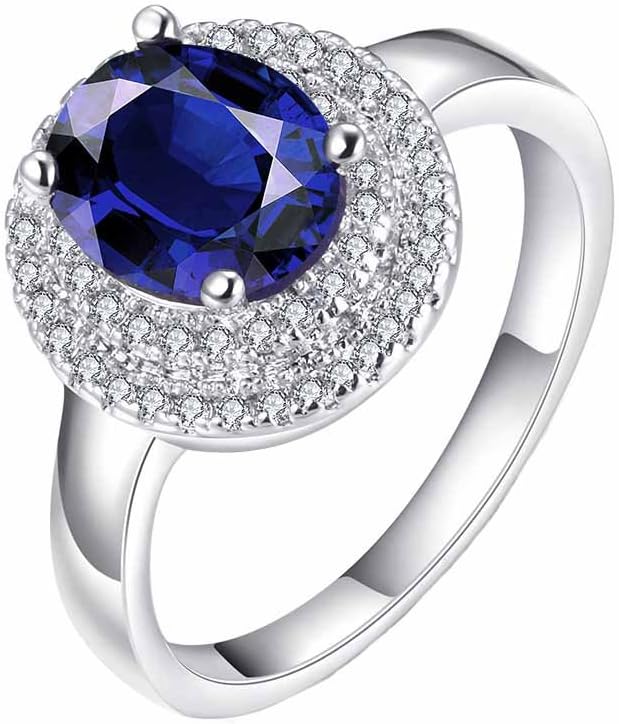 Prestep Deep Sea Blue Rhinestone Inlaid Czech Drill Ring