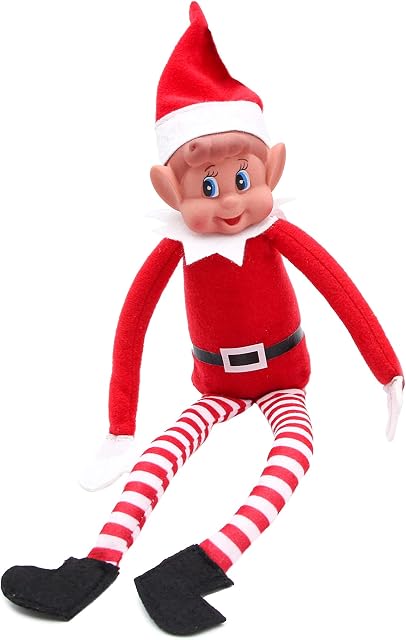 HiCollections Christmas Naughty Red Elf Plush Doll - Elves Behavin' Badly With Vinyl Face, Velcro Hands, Long Legs, Bendable - Perfect For Christmas Decoration On The Shelf or Hanging from Anywhere