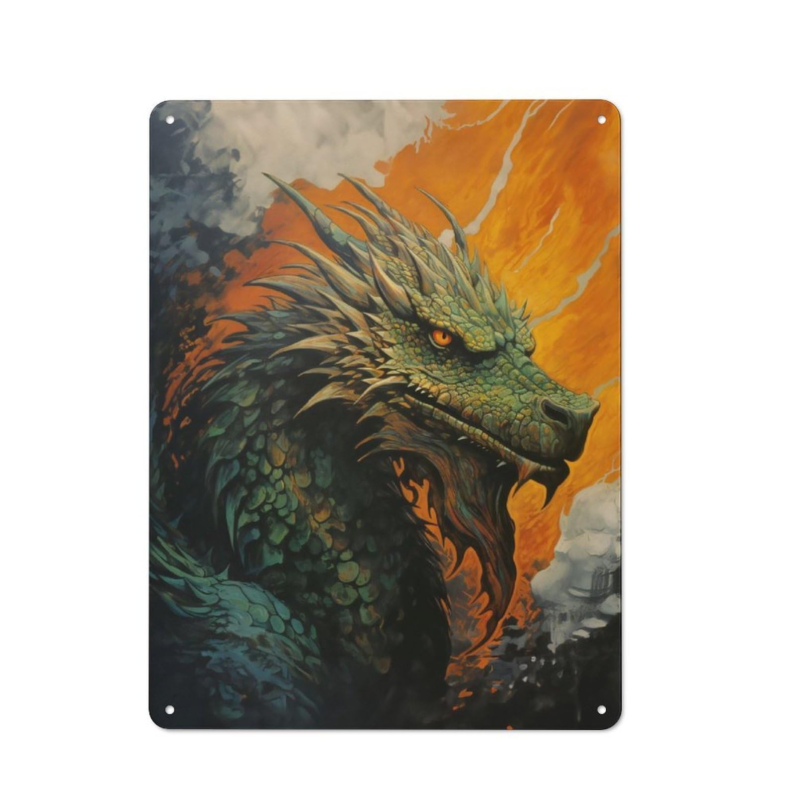 Junmoney Dragon Retro Metal Wall Sign 40X30cm With For Bar Or Restaurant, A Housewarming Gift For Hospitality Decor Collectors