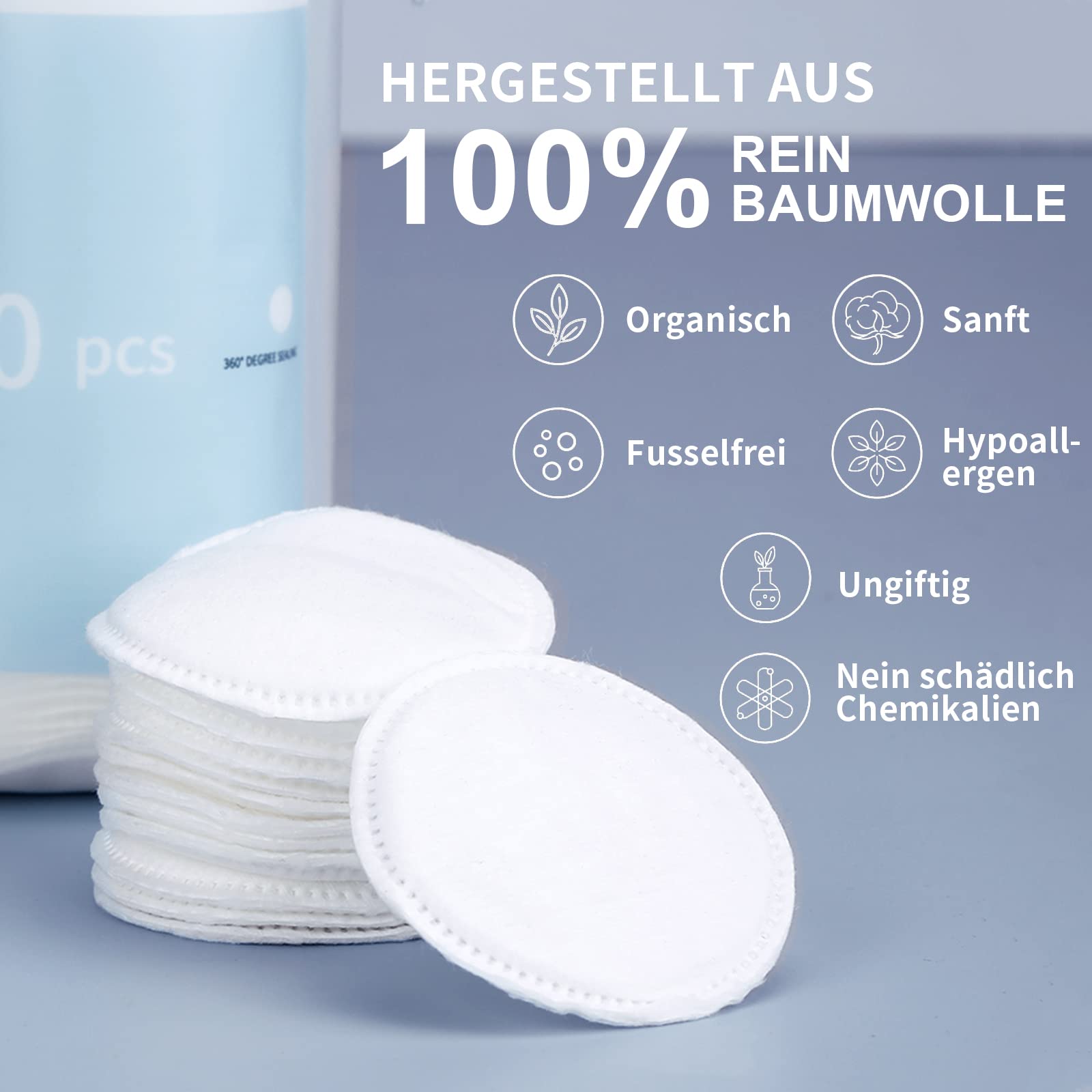 MSQ 500 almohadillas de algodón de algodón embalaje biodegradable | perfectas para el cuidado diario de la belleza de algodón hipoalergénicas