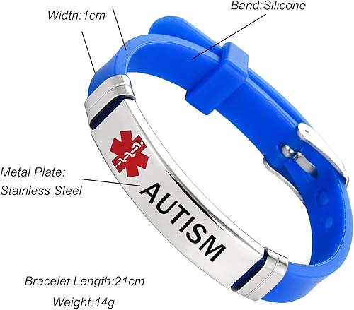 Miniatura 4 de Pulsera de identificación médica con nombre grabado, alerta médica, pulsera deportiva ajustable de silicona para hombres y mujeres, acero inoxidable