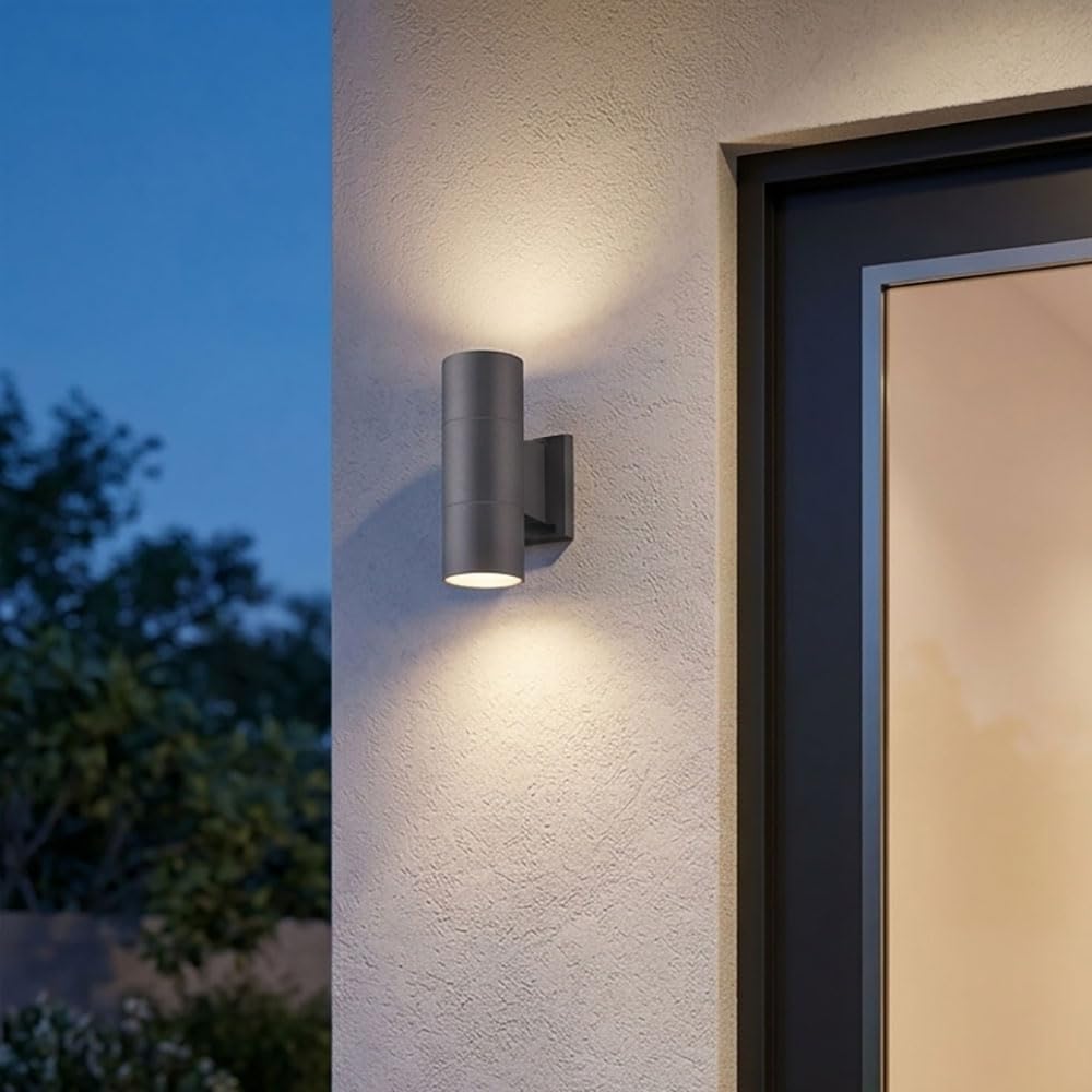 2x Wandleuchte Wandlampe Außenleuchte Gartenleuchte Up Down Anthrazit Glas IP44