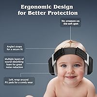 Vista 3 de Bella's Friends Orejeras para bebés para protección contra el ruido, cómodos y ajustables, auriculares con cancelación de ruido de 24 dB para bebés