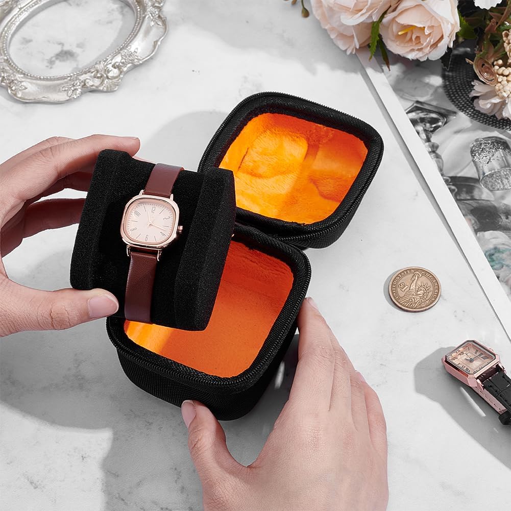 PH PandaHall Single Hard Watch Travel Case, Black Watch Box Portable Watch Storage Box Watch Carry Box for Business Travel Home Display Watch Collection Organization, 3.2x3.3x3.8 inch image 3