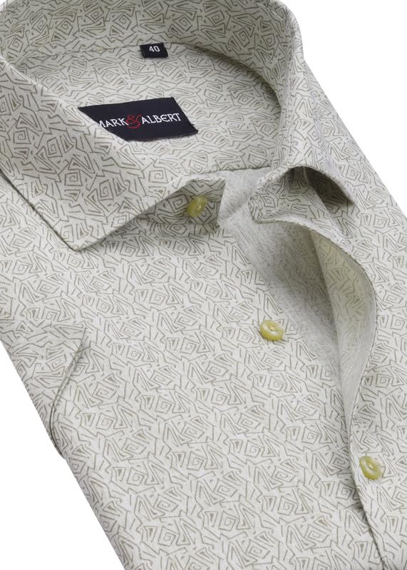 Image of Mark & Albert Men's Half Sleeve Cotton Linen Shirt Blue