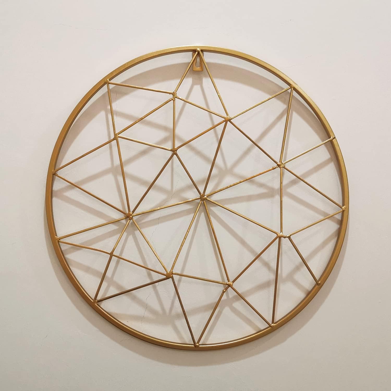 Yamfurvo Round Wall Gird Panel, Hanging Display Stands, Multifunctional Wire Photo Momo Organizer & Shelves for storage, Decorative Wall Storage Organizer Rack, Gold