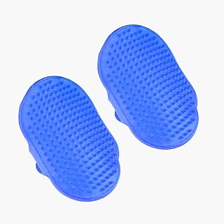 VR7 Juego de 2 cepillos de baño para mascotas, perro y gato, con peine de goma, guantes de pelo y masaje (2 unidades), color azul