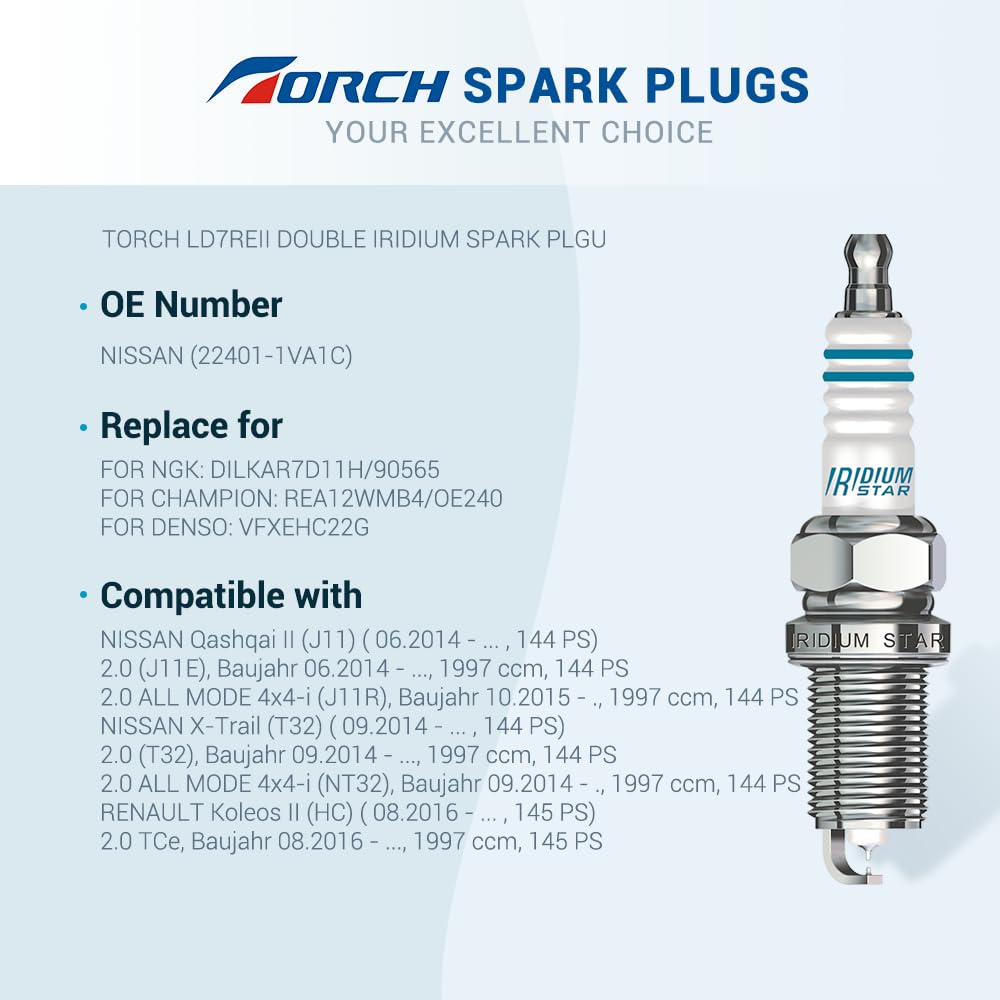 ジニ Amazon.com: TORCH Spark Plug LD7REII Replace for NGK DILKAR7D11H