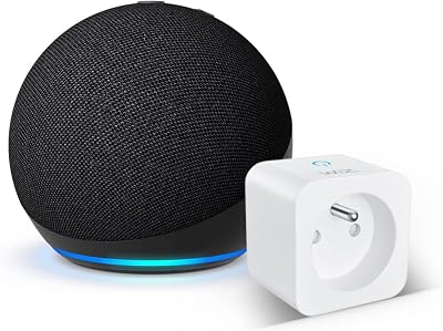 Echo Dot (5e génération) | Anthracite + WiZ Prise Connectée, Fonctionne avec Alexa – Kit de démarrage Maison connectée