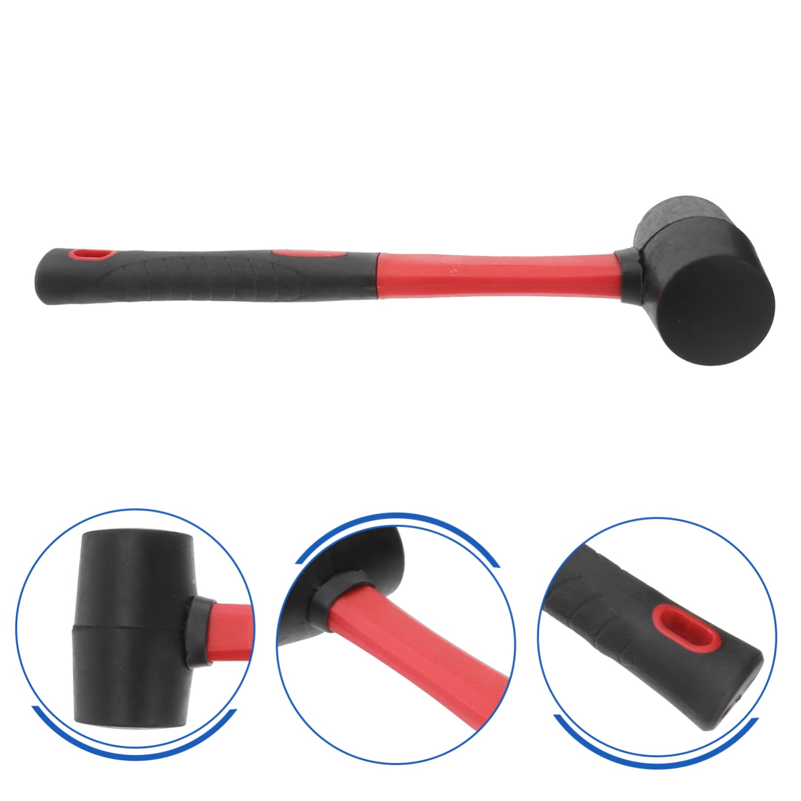 Holibanna 8Oz Non Slip Rubber Mallet Hammer with Two Color Handle for Flooring Installation and Repair Durable Head Hammer for Minimizing Surface Damage and Easy Hanging