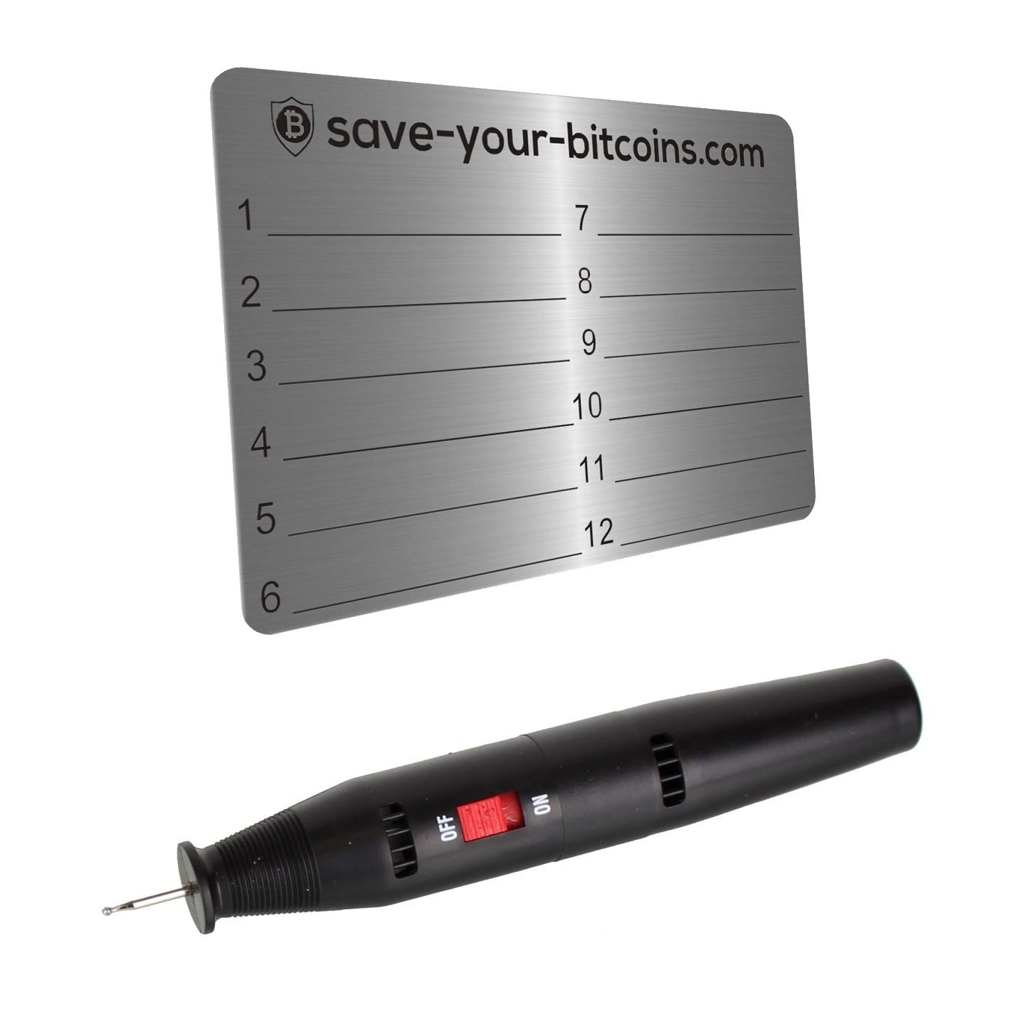 Save-Your-Bitcoins Hardware Wallet Seed Phrase - Recovery (Backup)  Stainless Steel Password Security Metal Plate (V4A) Kit with 1 Stainless  Steel Plate + Engraving Pen : Amazon.com.be: Electronics