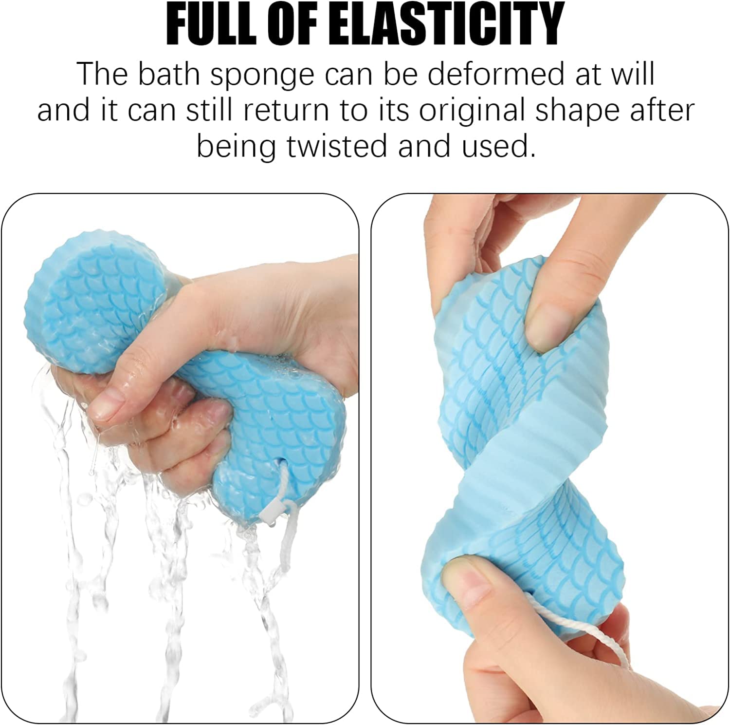 RRJ 4 Pcs Exfoliating Bath Sponge, Soft Exfoliating Bath Sponge Shower Brush Dead Skin Remover for Body Shower Sponge for Adults and Kids with 4 Self Adhesive 1