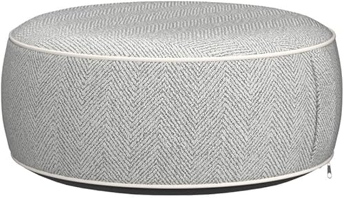 Miniatura 5 de Puf inflable otomano, 21 x 10 pulgadas, relleno otomano de chenilla con forro de PVC inflable, reposapiés con mango portátil, almohada redonda de