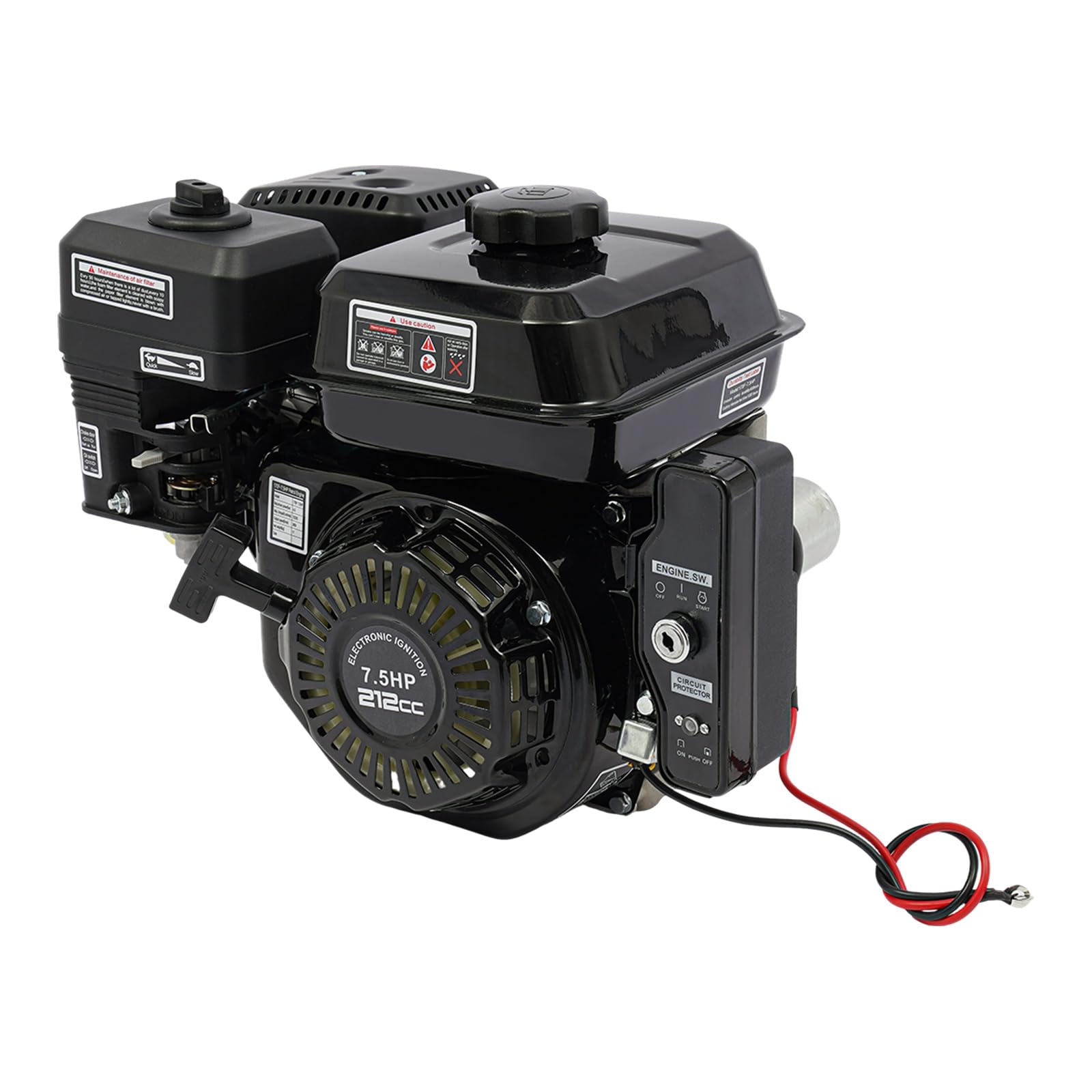 Moteur à essence 7,5 CV, 4 temps, démarrage électrique, noir