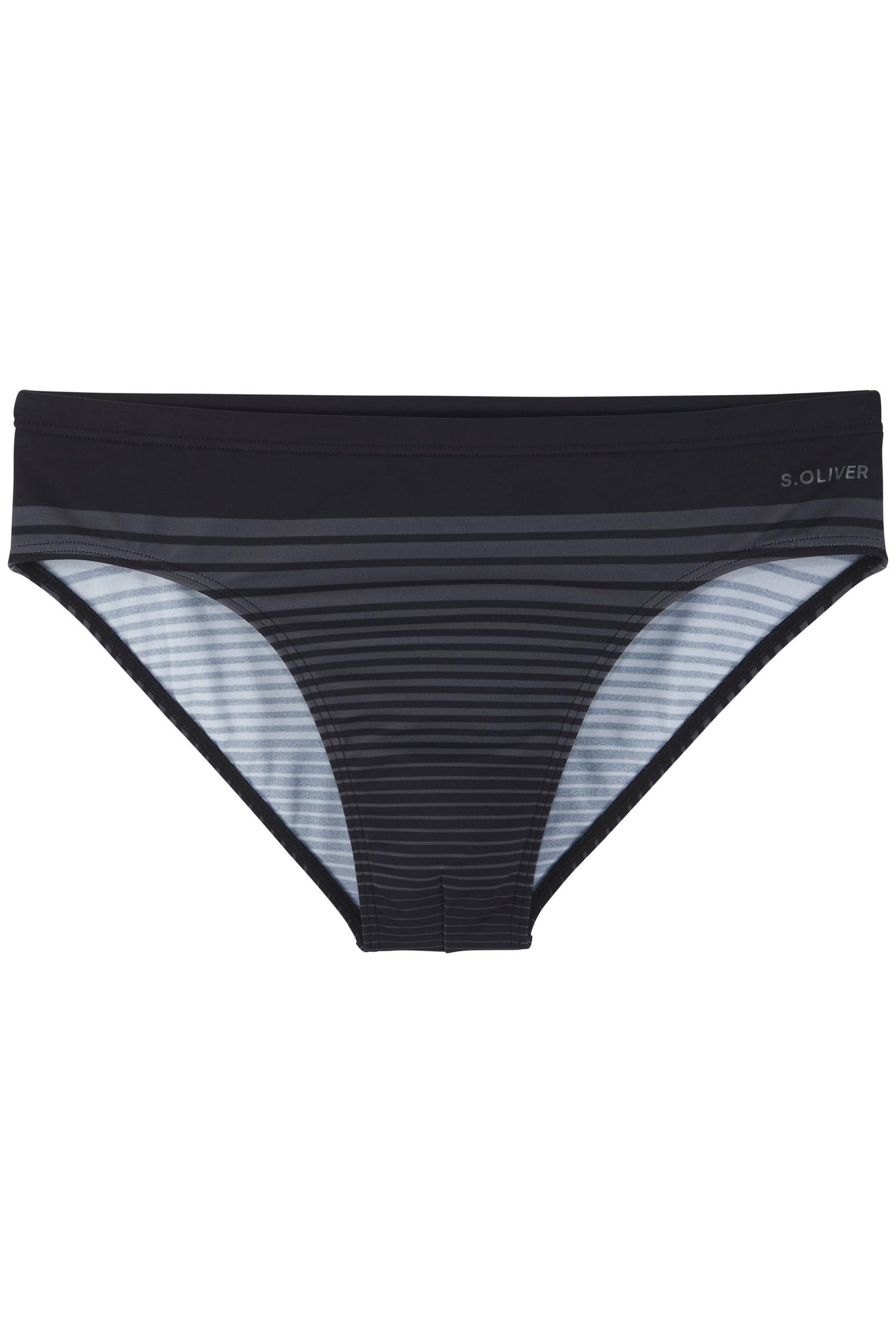 s.Oliver Men's Swimming Briefs with Striped Pattern in Black/Grey, Black/Grey, S