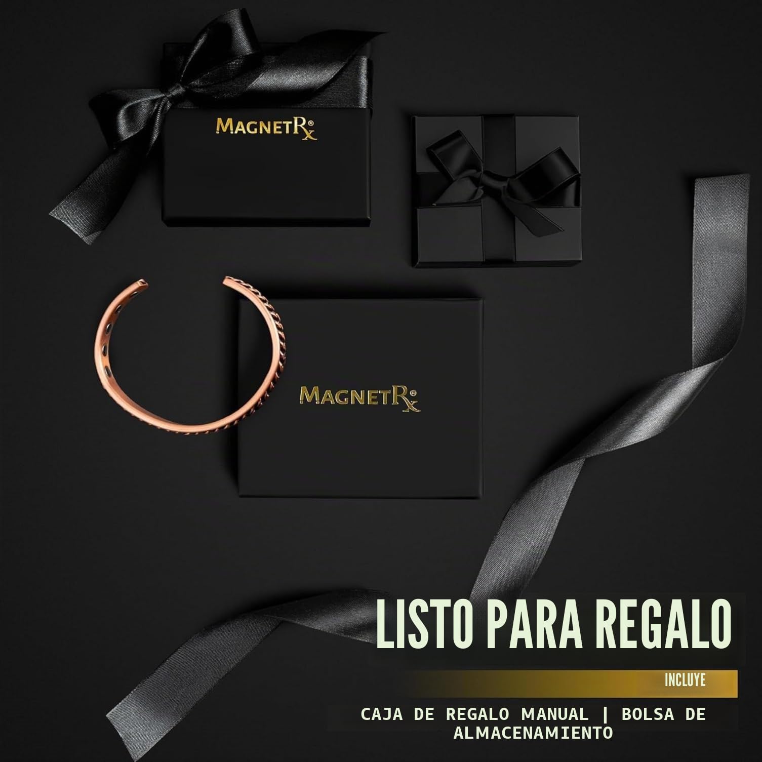 MagnetRX® Pulsera magnética – Brazalete de cobre puro eficaz para hombres y mujeres – Ajustable con incrustación de cadena