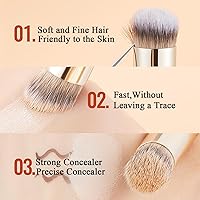 Vista 6 de 4 brochas correctoras para debajo de los ojos, cepillo profesional de base para mezclar líquidos o polvos cosméticos en ángulo