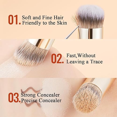 Miniatura 6 de 4 brochas correctoras para debajo de los ojos, cepillo profesional de base para mezclar líquidos o polvos cosméticos en ángulo