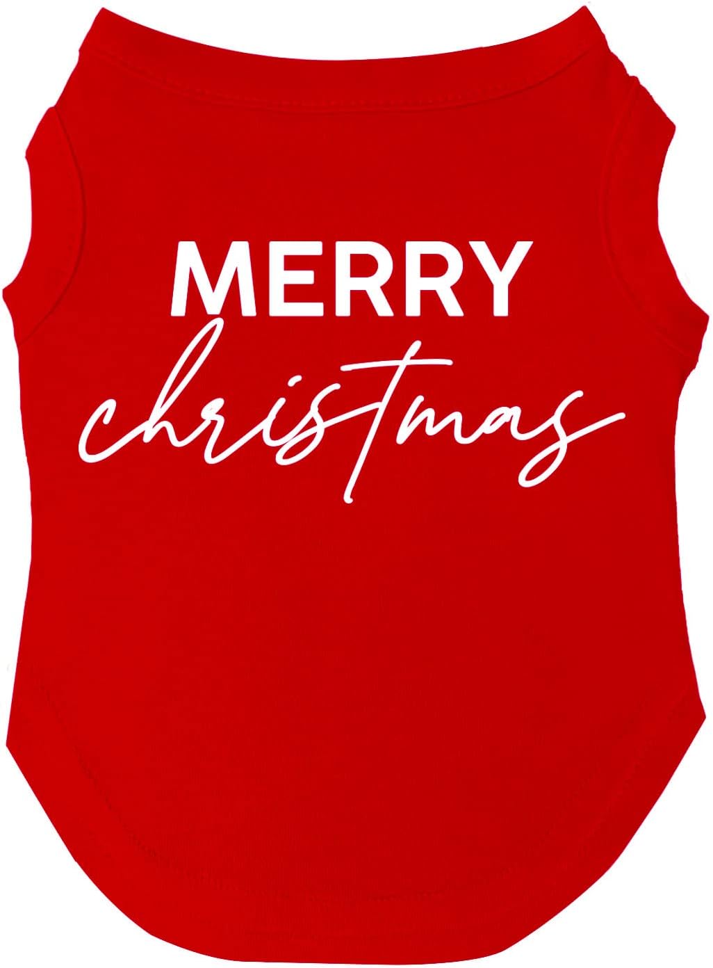 Merry Christmas Dog Tee Shirt | Sleeveless Breeds | Christmas | Holiday Season | Winter Wonderland | Gift |Red, 3X-Large 956