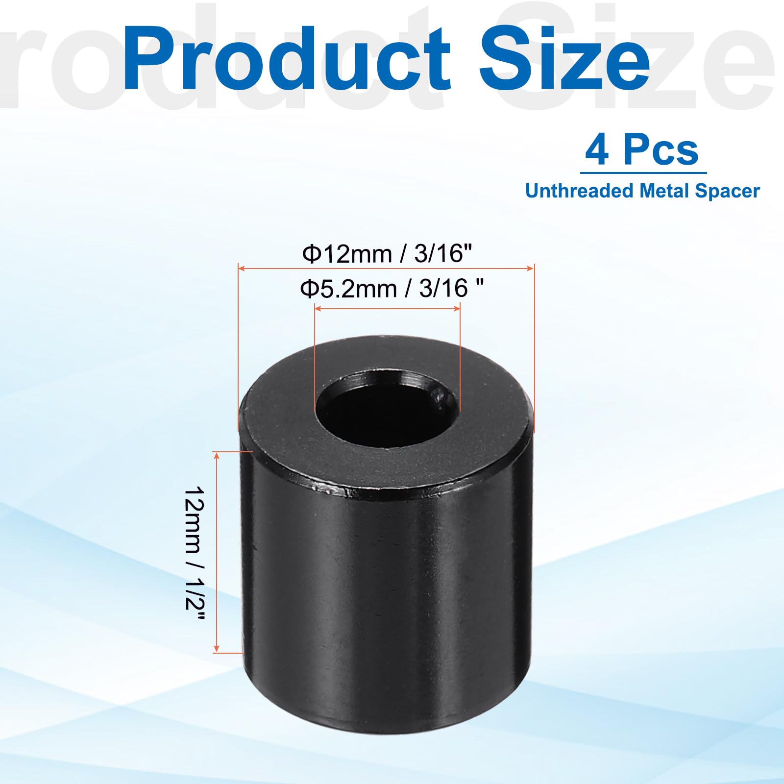 PATIKIL 4pcs M5 Aluminium Spacers, 3/16" ID x 1/2" OD Round Standoff Spacer - Image 2