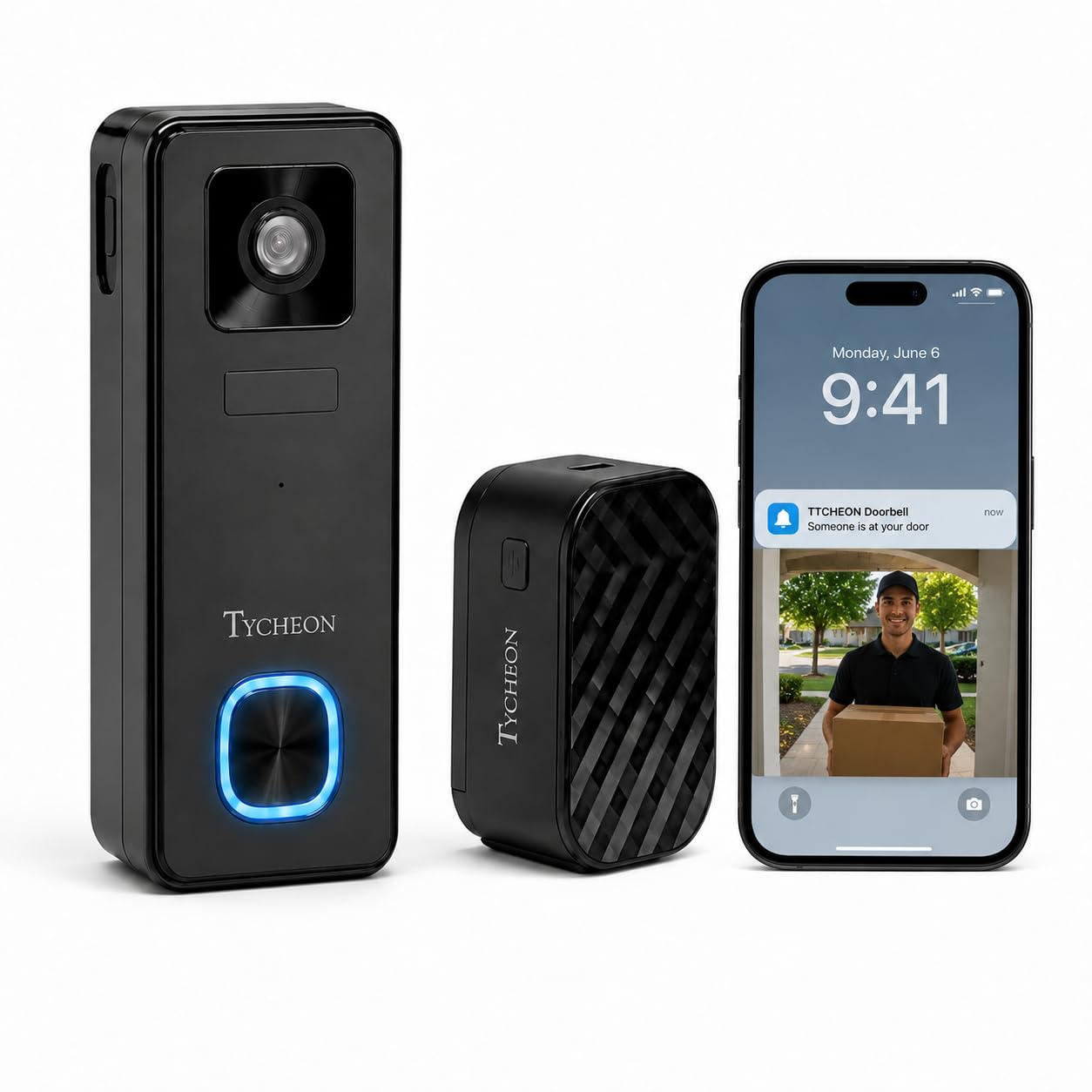 Smart Doorbell PRO: 5 Megapixel QHD Ultra Clear NICHE-grade Video, Wide-angle, 90-day Battery Life, Motion Detector 10m, Night Vision, Weatherproof, Wi-Fi, 2-way Intercom, Smartphone App 24/7 Realtime