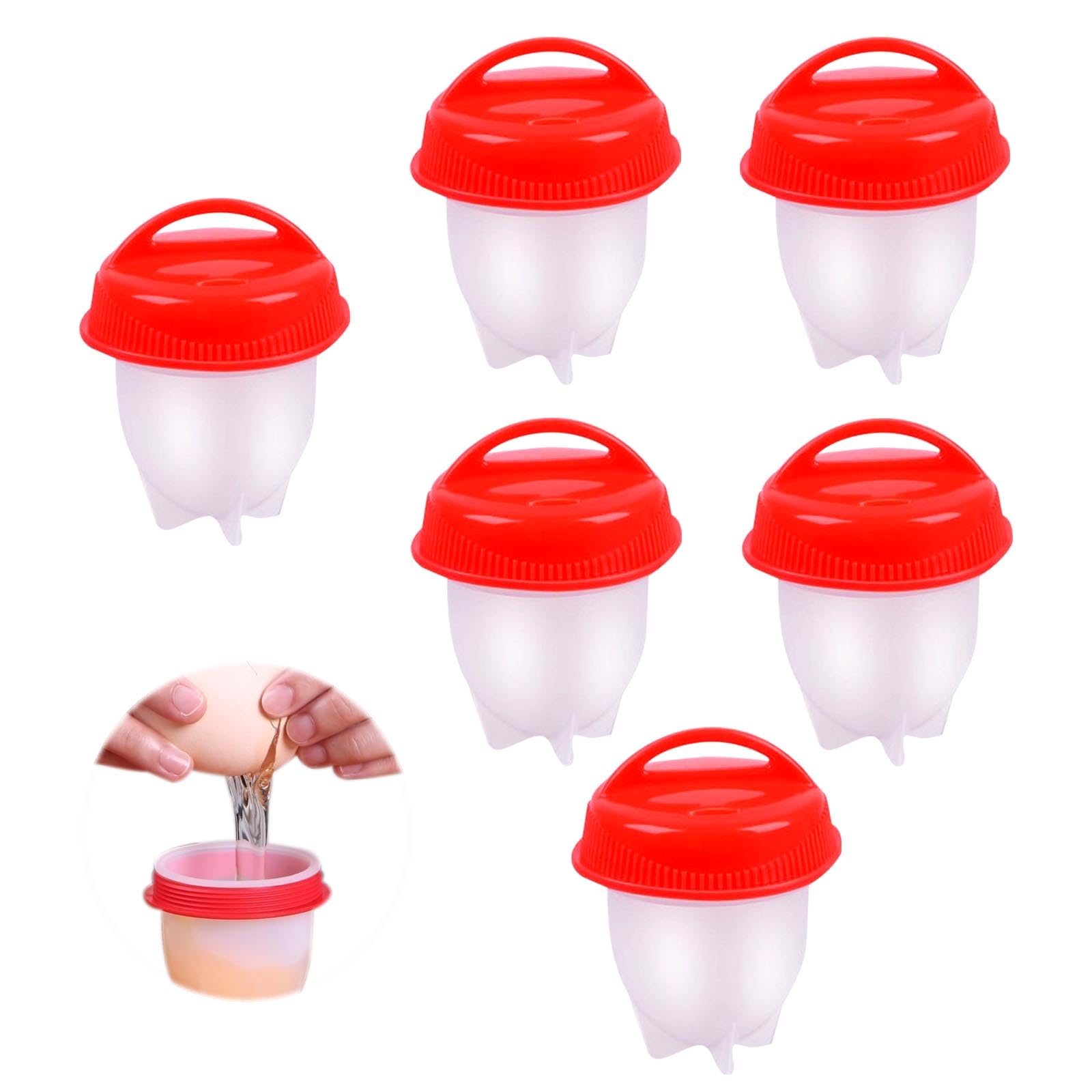 6PCS Egg Boiler, Non-Stick Silicone Egg Cooker, No Messy Egg Poacher Cups, Shell Less Egg Boiling Mold, Fast Breakfast Kitchen Tools Daily Use
