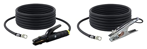 SÜA - Conjunto de cables de soldadura de 300 amperios - Conector de terminal - Cable de cobre 100% AWG # 1 (25 pies cada plomo)