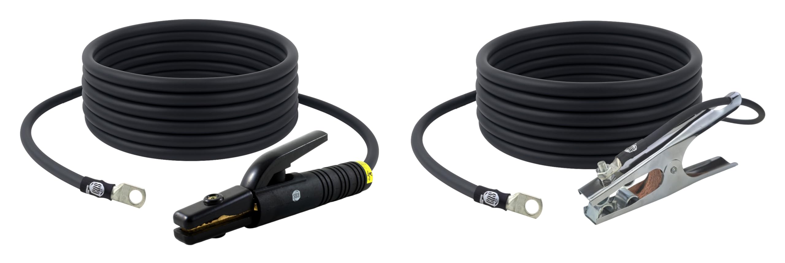 SÜA - 200 Amp Welding Leads Assembly Set - Terminal Lug Connector - #2 AWG Cable (15 FEET Each Lead)