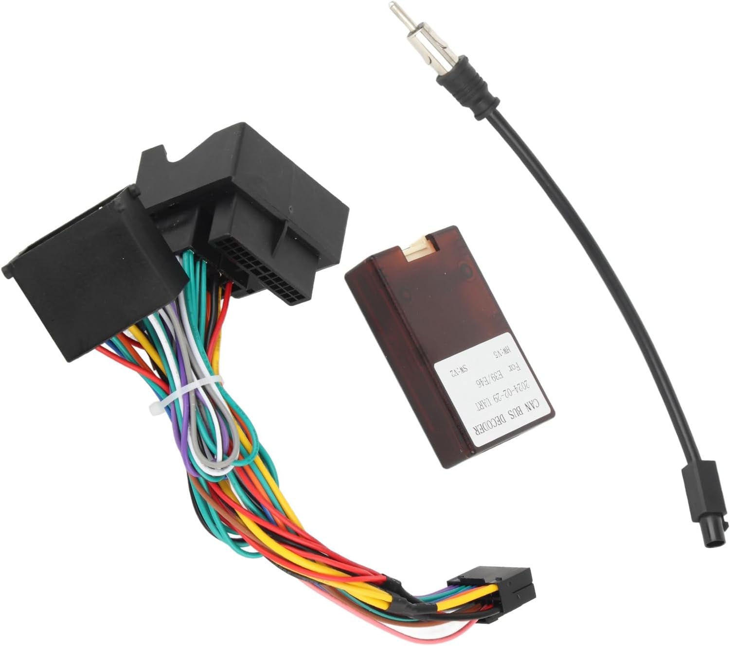 Car Power Cable Audio Wiring Harness Adapter with Canbus Box for F30/F10/X5/E46/E39/E53, Easy-to-install Stereo Wire Adapter for Car Enthusiasts, Made of ABS+rubber