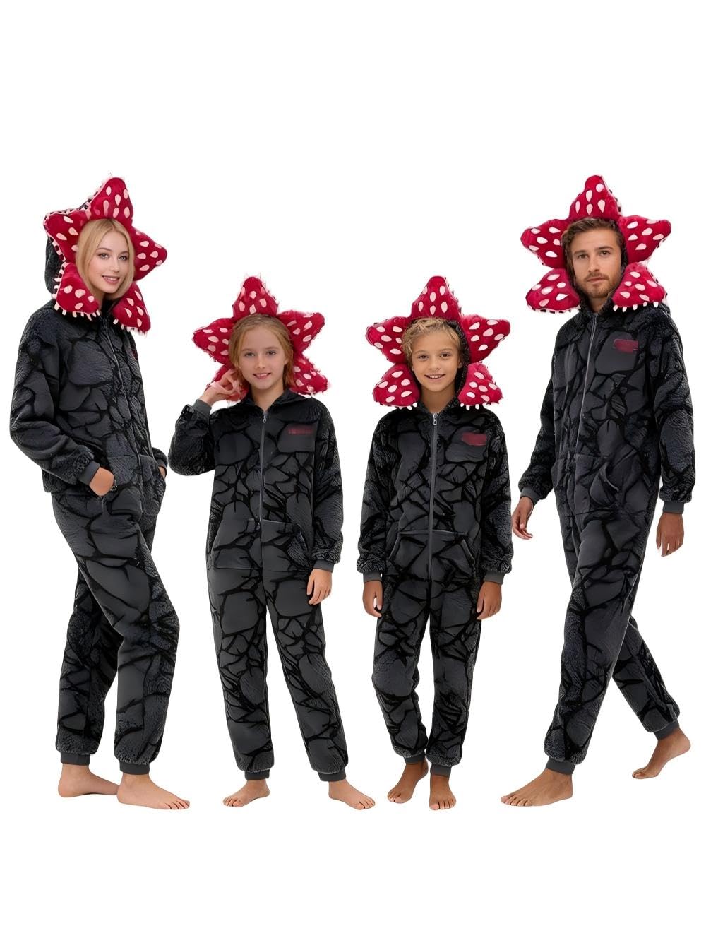 JZHJMYXDZ Demogorgon Onesie for Unisex, Warm Women and Men Long Sleeve Pajamas，Hooded Jumpsuit Costume Home Party