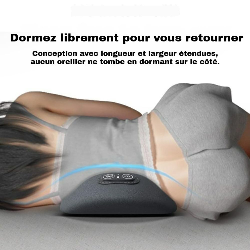 Masseur LombaTech | Thérapie du dos 3 en 1,Massage lombaire thérapie du dos 3 en 1,avec Fonction Chauffante,soutien dorsal ergonomique,alignement de la colonne vertébrale, sommeil (Rechargeable, Noir)