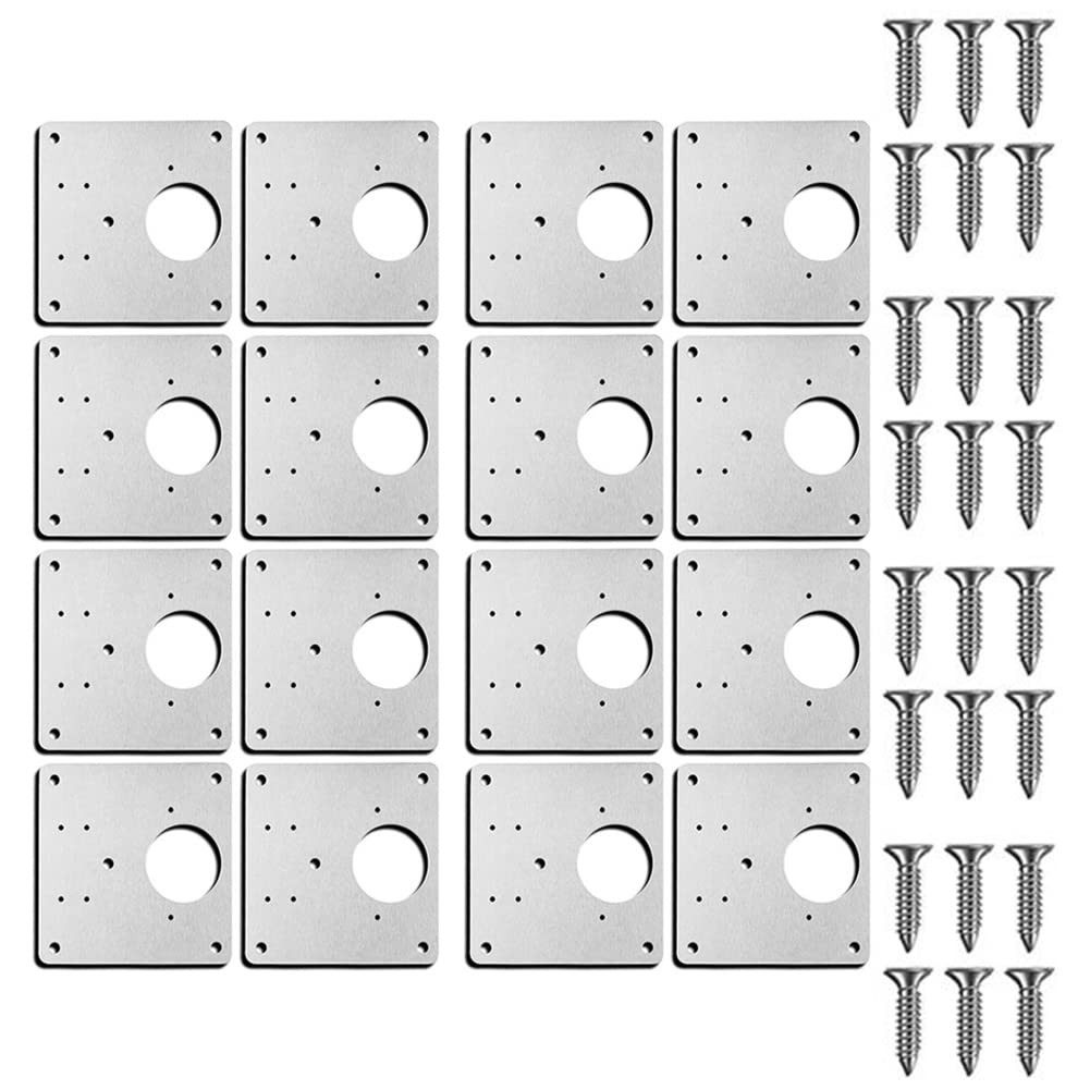 Daowwui Hinge Repair Plate Kit with Hole for Cabinet, Rust Plate Repair Brackets for Kitchen Cupboard Door Furniture