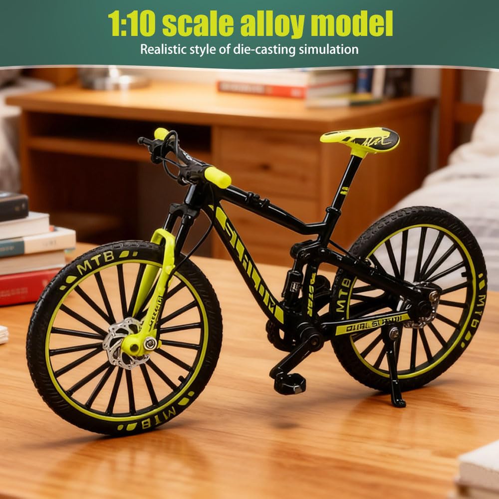Model roweru górskiego, model roweru górskiego 1:10, zabawka, mini model roweru ze stopu roweru, model roweru górskiego, ornamenty do salonu, dekoracja stołu, biura (zielony)