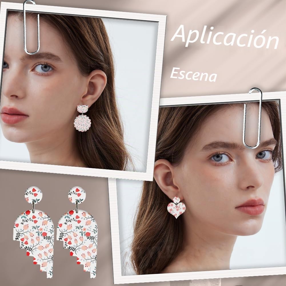 CRASPIRE 16 Estilo de Papel de Transferencia de Arcilla de Flores para Arcilla Polimérica Hojas de Transferencia Floral Hojas de Transferencia de Agua Retro Boho para Hacer Joyas Pendientes Esmalte
