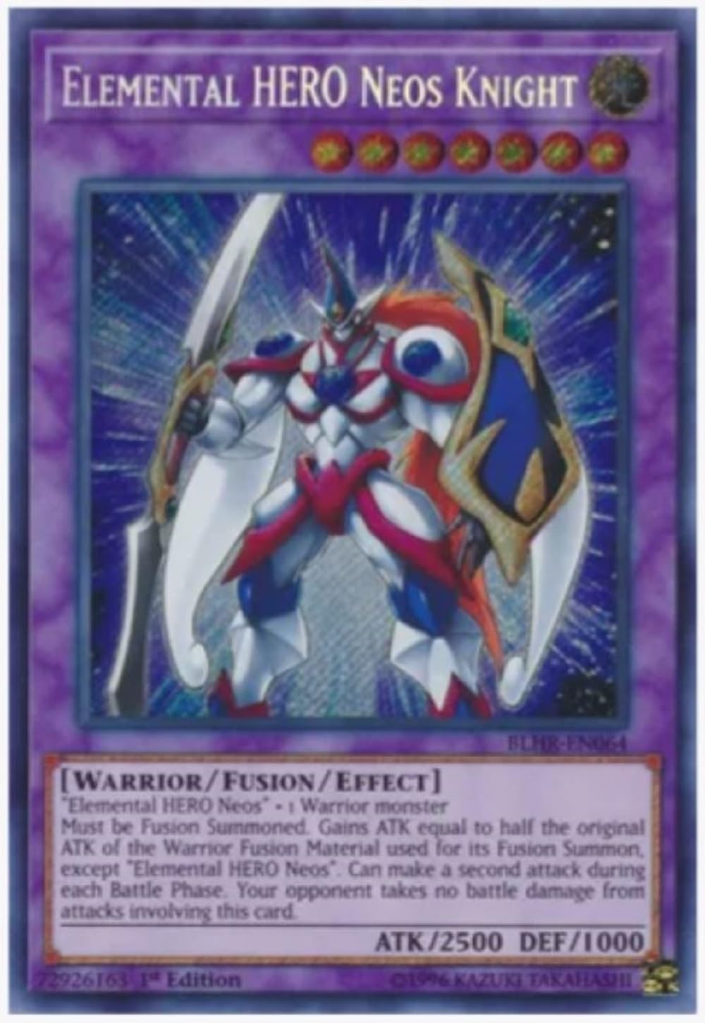 Elemental Hero Neos Knight BLHR-EN064 Secret Rare carta Yu-Gi-Oh coleccionismo 2